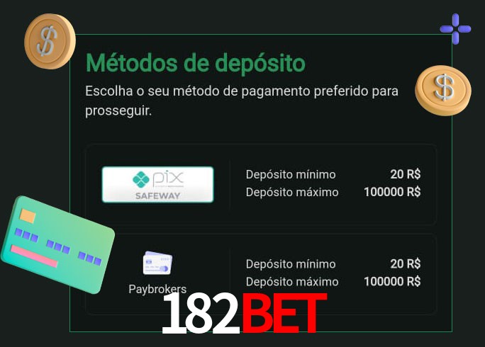 O cassino 182Bet oferece uma grande variedade de métodos de pagamento